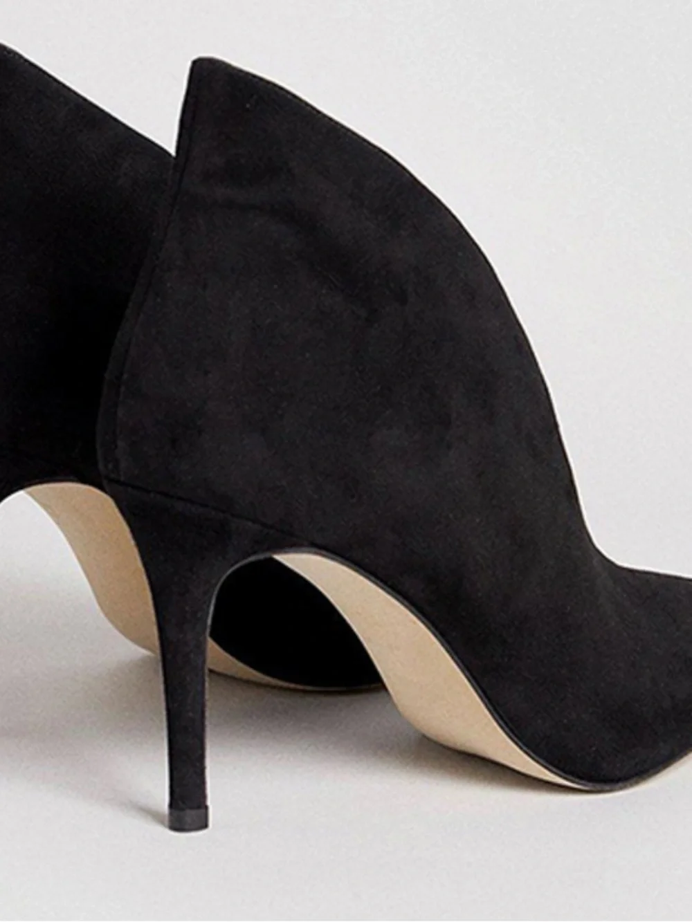 Karen Millen Black Suede Pointed Pump with Subtle Gold Trim